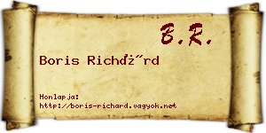 Boris Richárd névjegykártya
