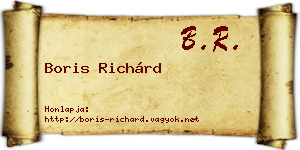 Boris Richárd névjegykártya